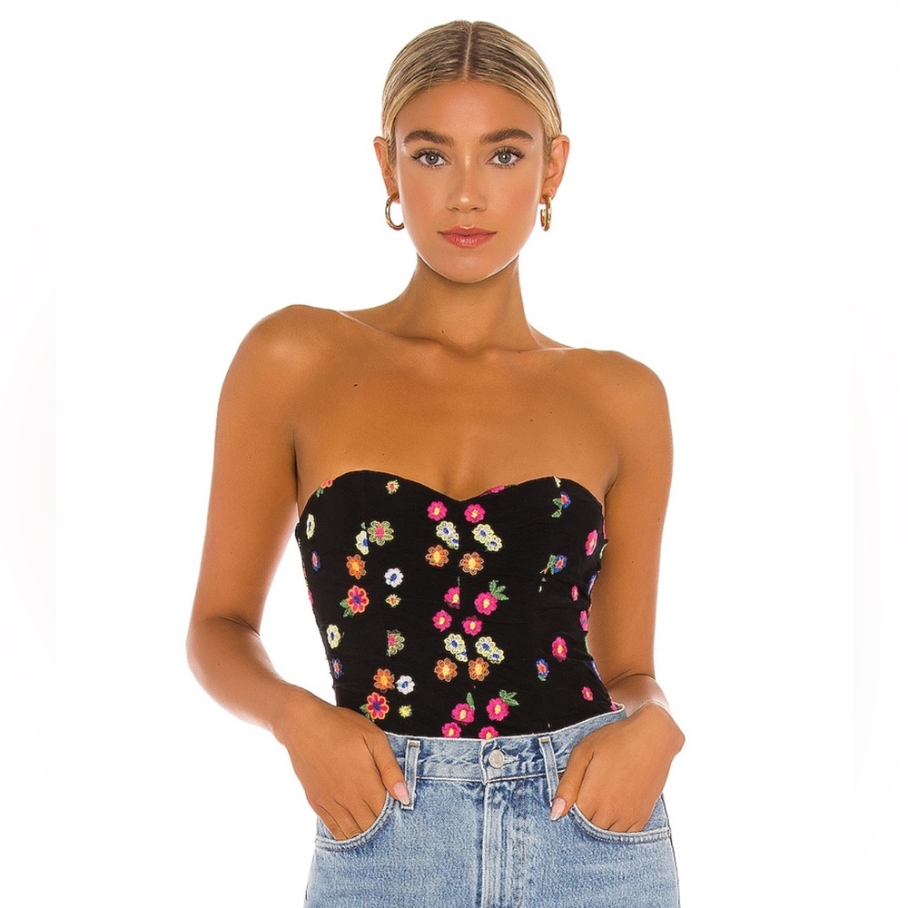 Lovers + Friends Black Floral Bodysuit